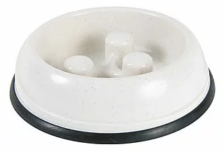 white dog bowl